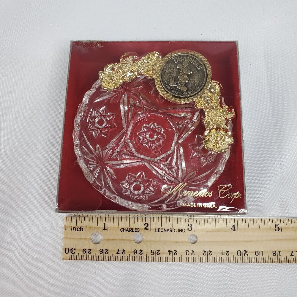 VTG Disneyland Mickey Mouse Crystal Trinket/ jewelry Dish USA Collector NOS - Picture 4 of 10